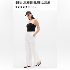 Athleta Retreat linen White High Rise Wide Leg Pants medium